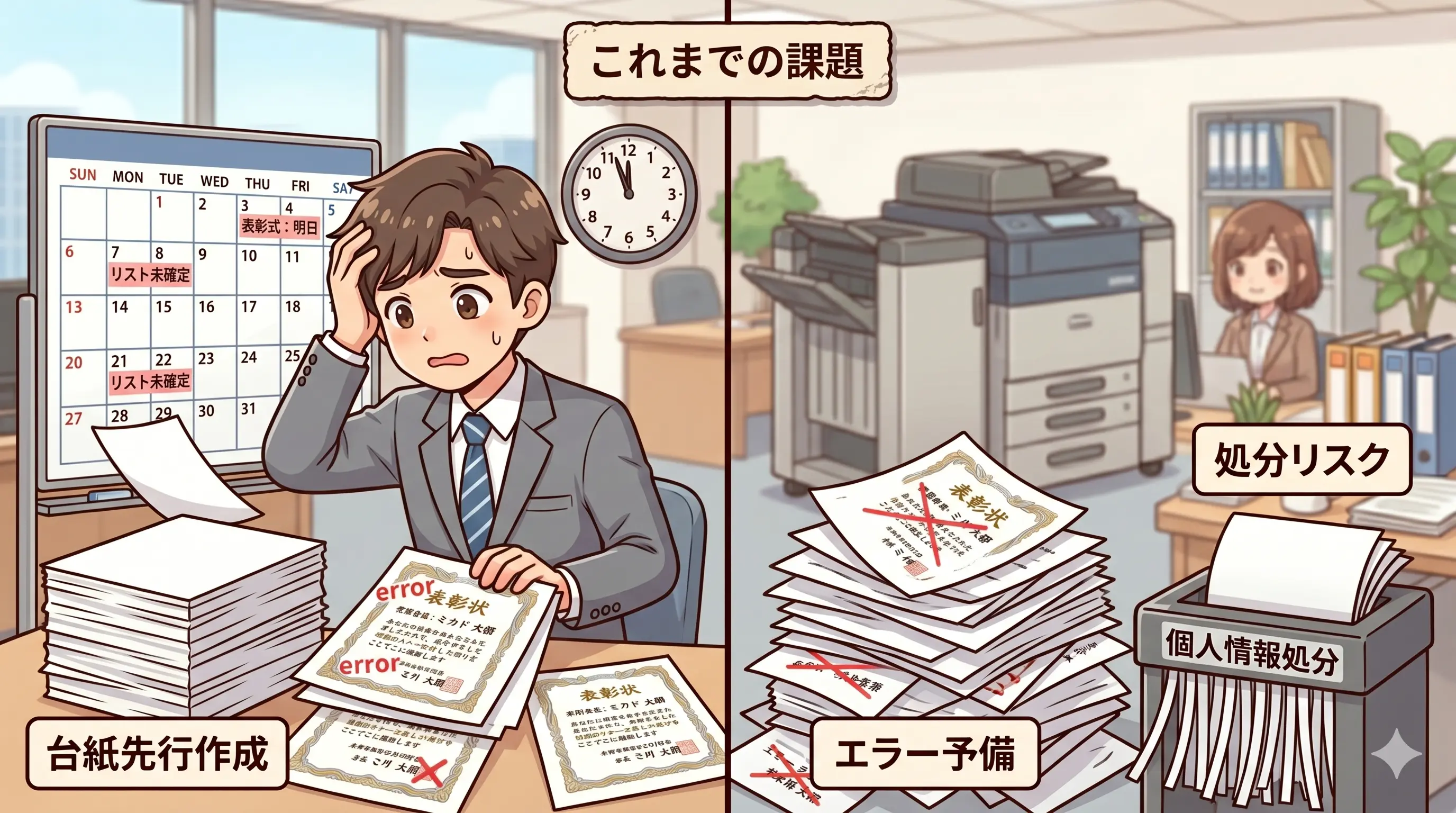 従来の厚盛(バーコ)印刷加工の課題をイメージした画像